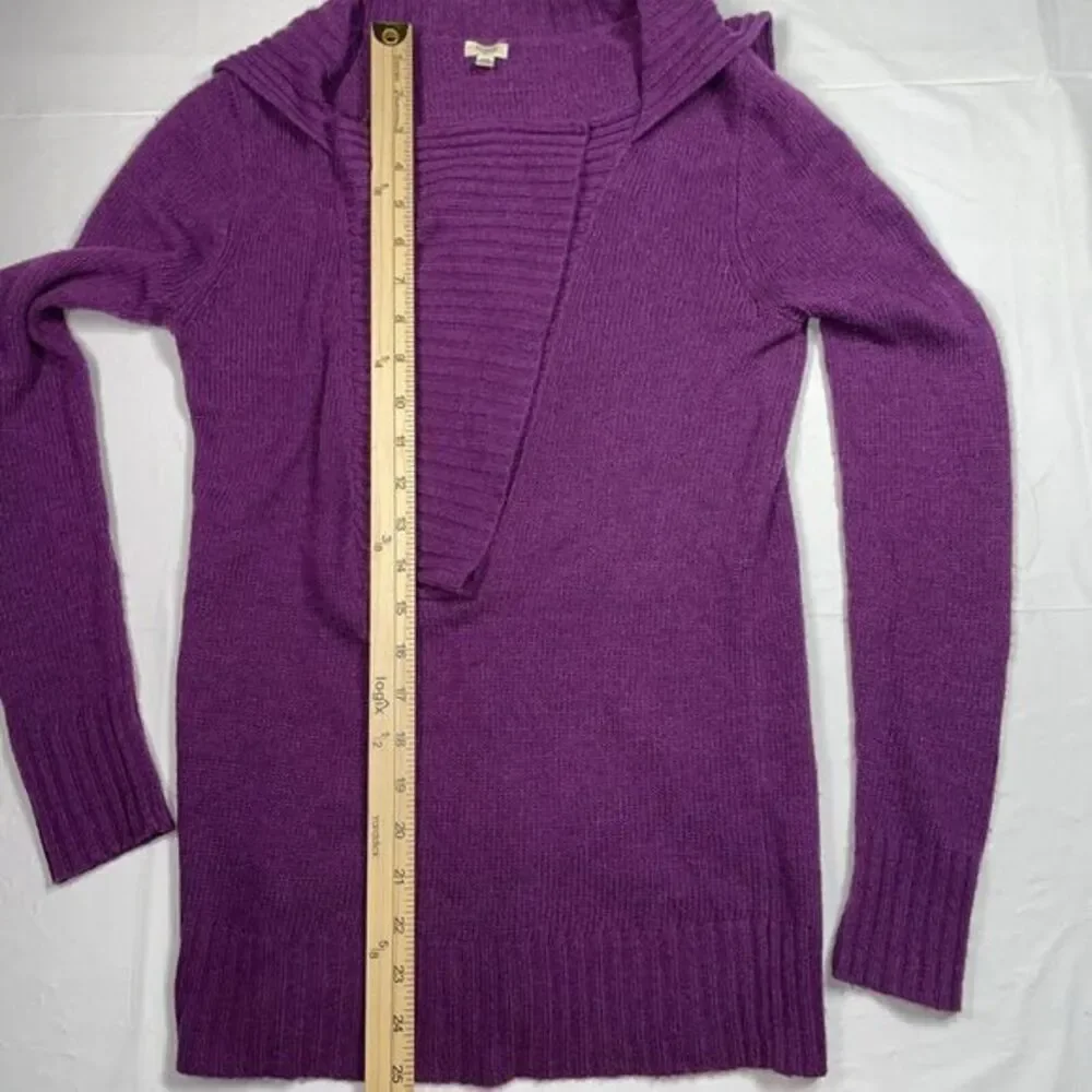 J.CREW ‎ Women's HALF ZIP KNIT Asymmetrical SWEATER Wool Alpaca Blend Purple XS